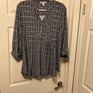 Christopher & Banks 1x Blouse. Blue & White Very Nice